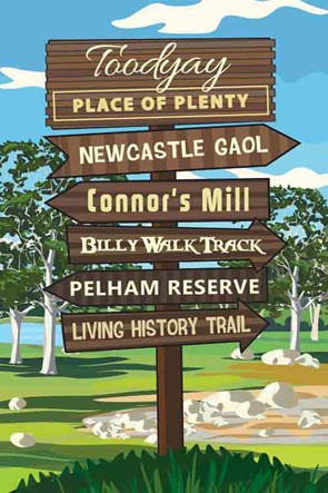3228 Signpost w/trees Toodyay